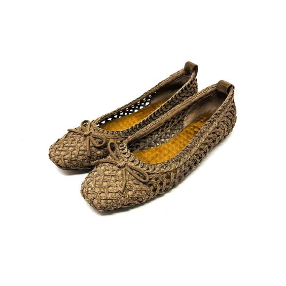Kelsi Dagger Brooklyn Frankie Ballet Flats Woven Raffia Bow Women’s Size 9 - Picture 1 of 11